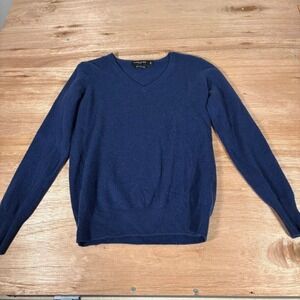 Galeries Lafayette Paris Blue Cashmere Pull-over Sweater Size S